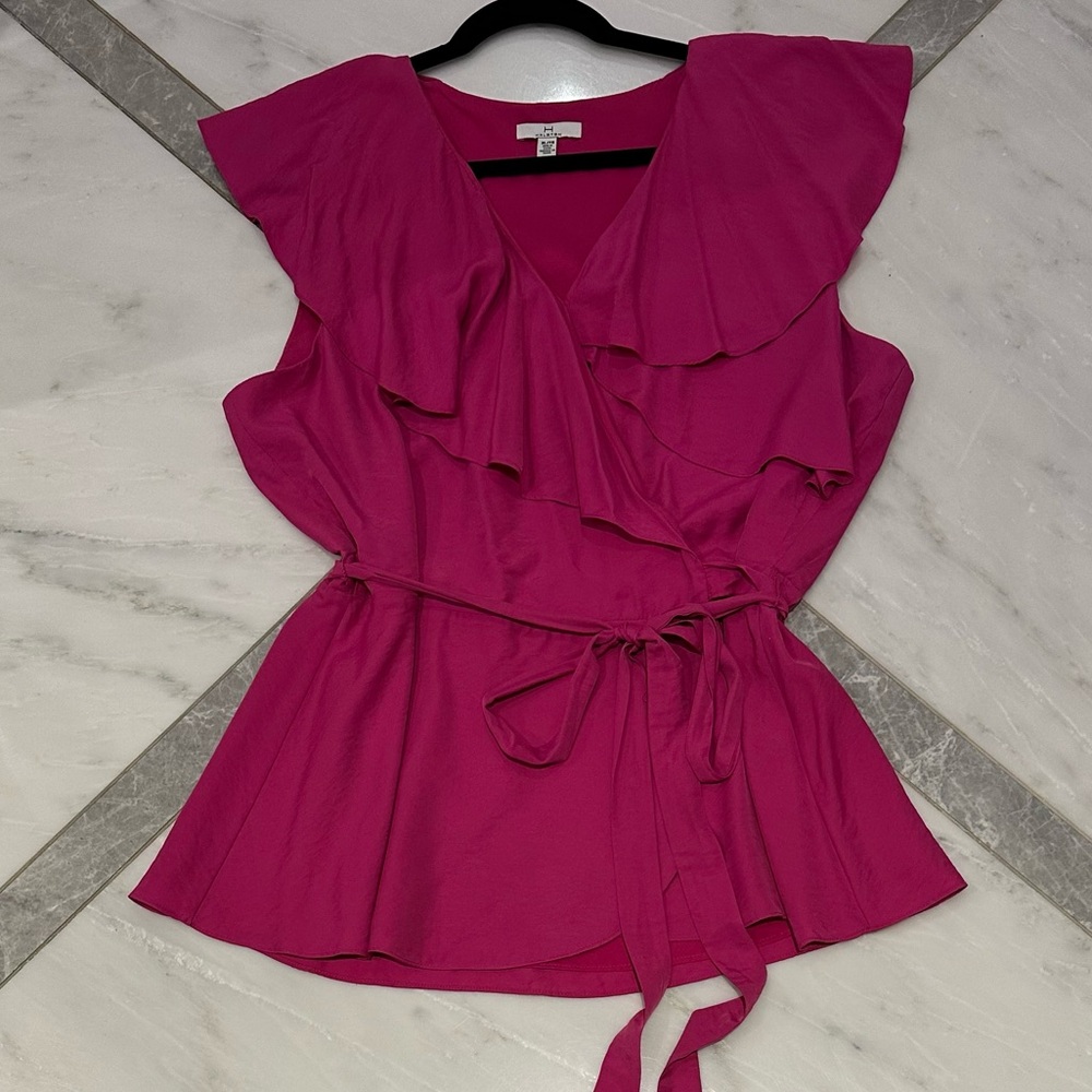 H by Halston Pink Ruffle Blouse - Picture 3 of 8